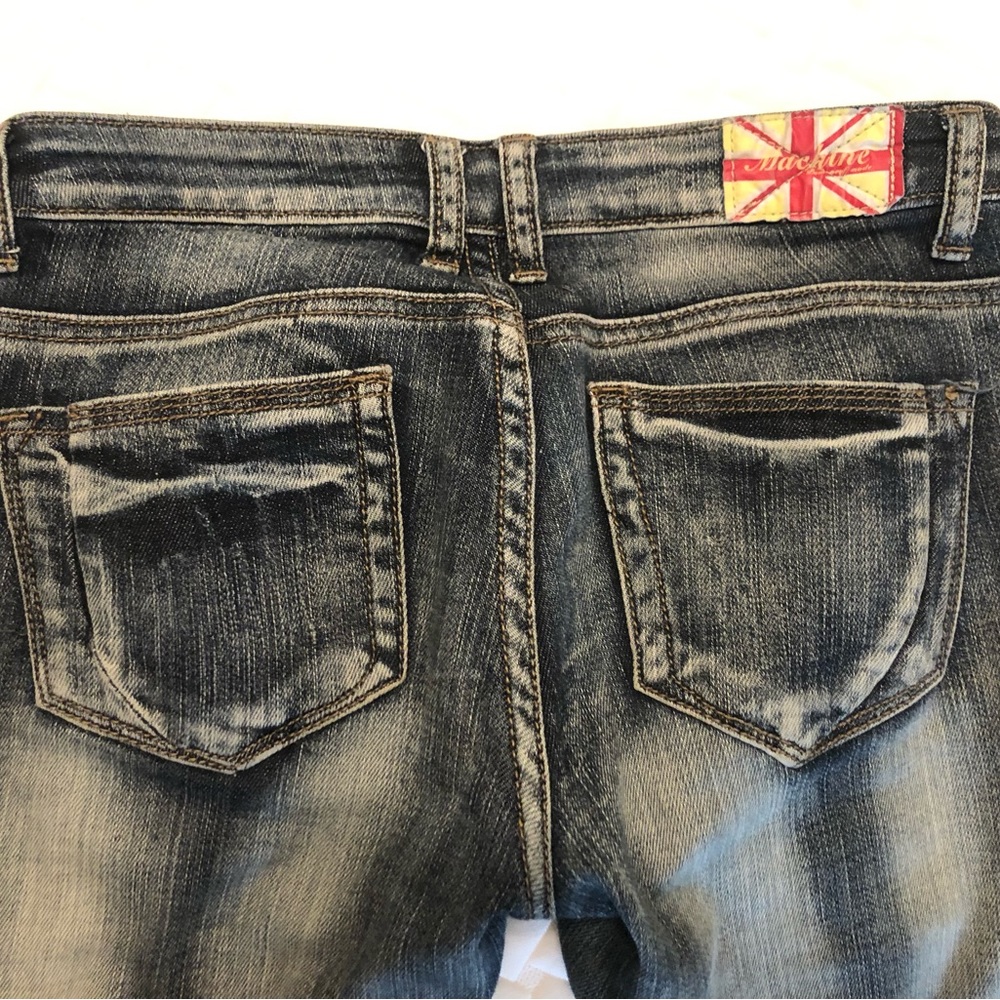 Distressed acid wash jeans